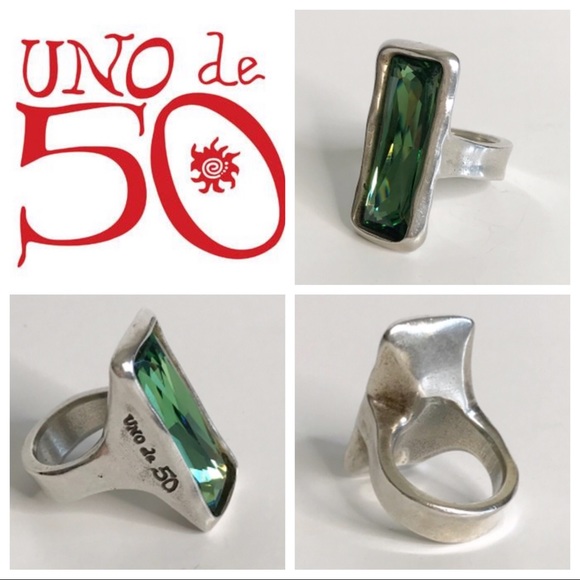 🥂SOLD🥂 UNO DE 50 Aurora Borealis Cocktail Ring - Picture 3 of 8
